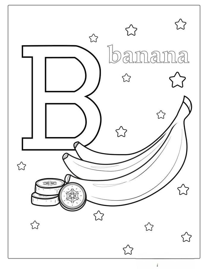 Tranh tô màu hình quả chuối đơn giản cho bé