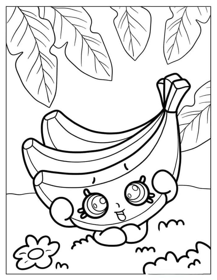 Tranh tô màu hình quả chuối siêu đáng yêu