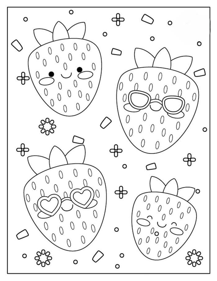 tranh-to-mau-hinh-qua-dau-tay-deo-kinh-cute Tranh tô màu hình quả dâu tây đeo kính cute