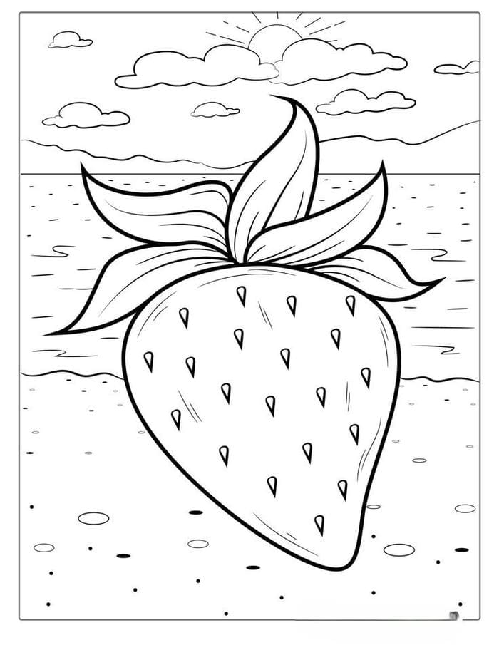 tranh-to-mau-hinh-qua-dau-tay-don-gian Tranh tô màu hình quả dâu tây đơn giản