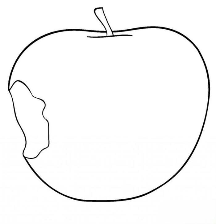 Tranh tô màu hình quả táo bị cắn