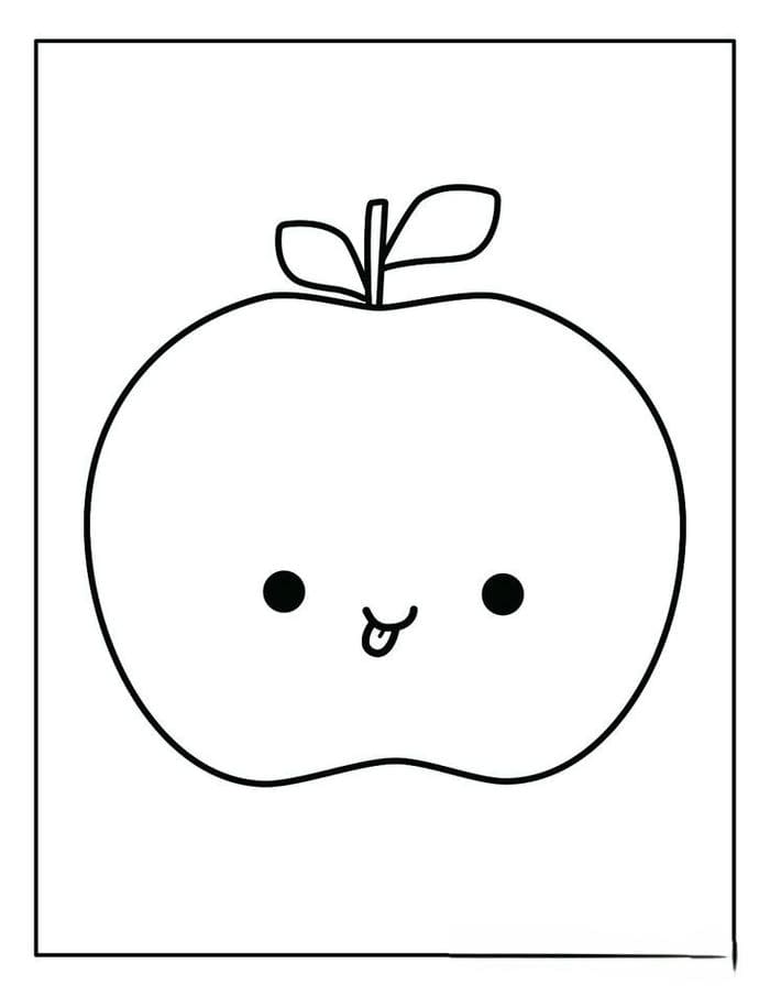 Tranh tô màu hình quả táo cute