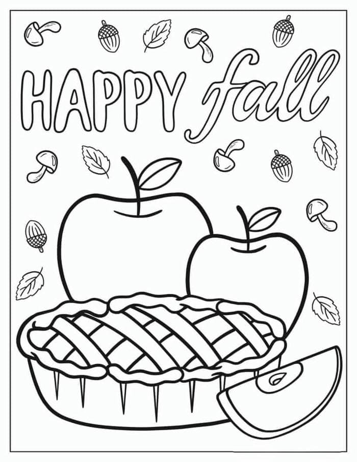 Tranh tô màu hình quả táo và bánh táo