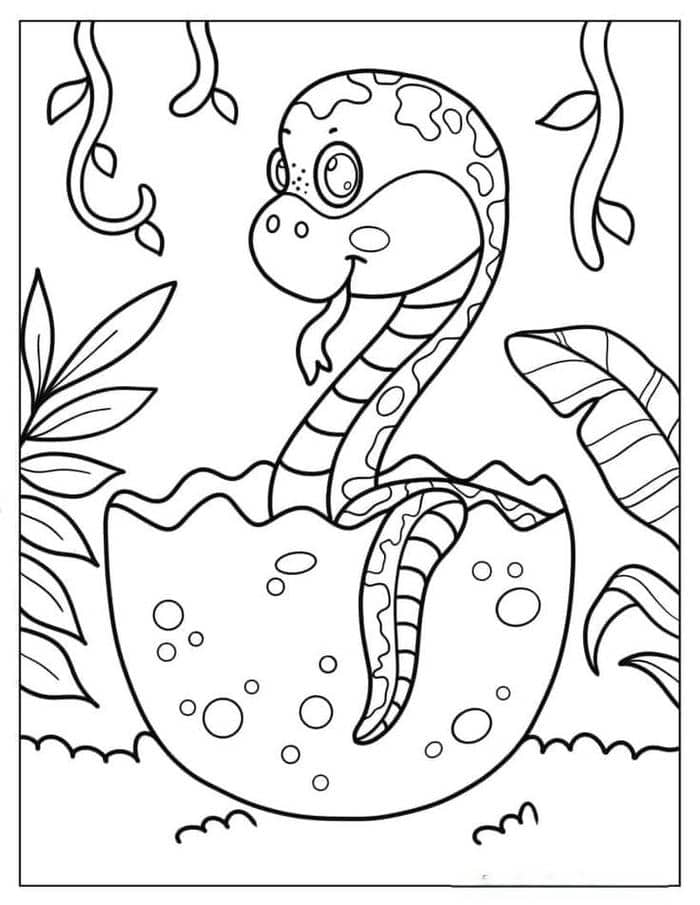 Tranh tô màu hình rắn con cute cho bé