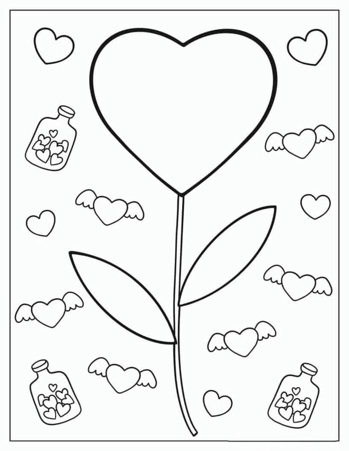 Tranh tô màu hình trái tim đơn giản