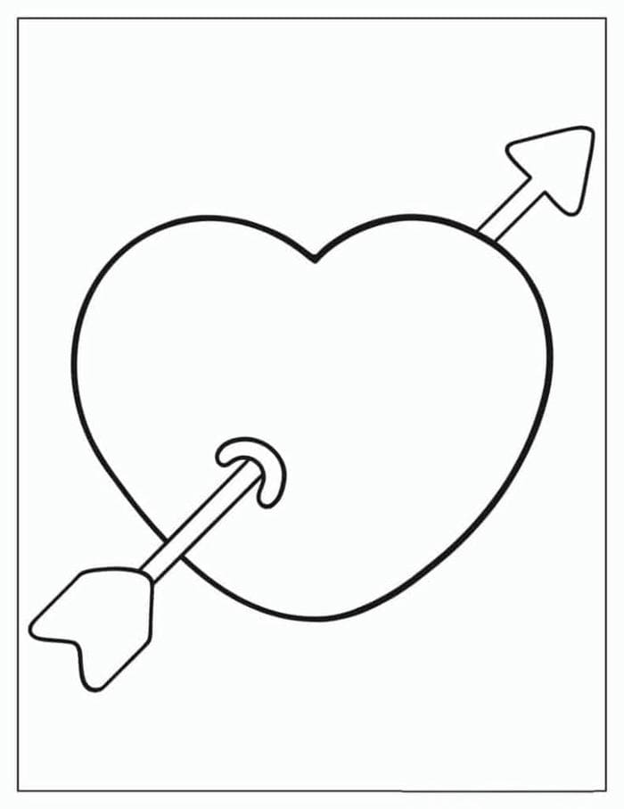 Tranh tô màu hình trái tim và mũi tên
