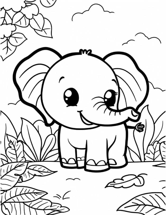 tranh-to-mau-hinh-voi-con-don-gian-cho-be Tranh tô màu hình voi con đơn giản cho bé