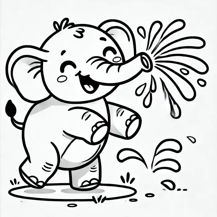 tranh-to-mau-hinh-voi-nho-phun-nuoc Tranh tô màu hình voi nhỏ phun nước