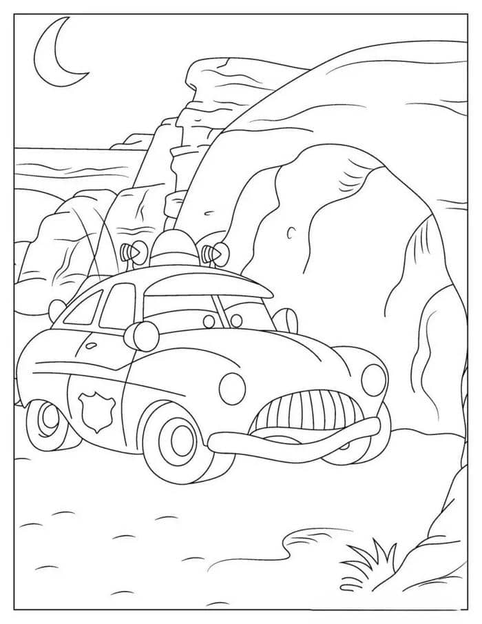 Tranh tô màu hình xe cảnh sát đơn giản