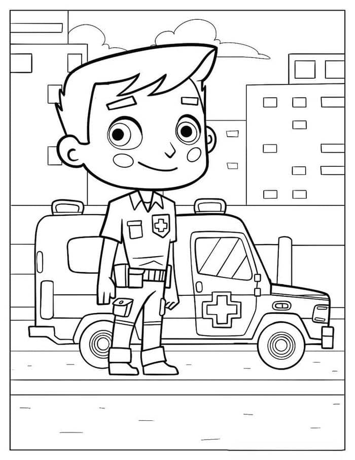 Tranh tô màu hình xe cứu thương
