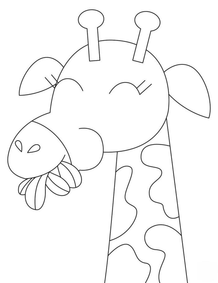 Tranh tô màu hươu cao cổ ăn cỏ