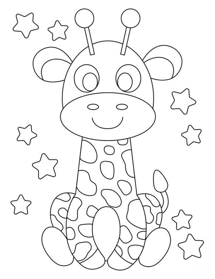 Tranh tô màu hươu cao cổ siêu đáng yêu