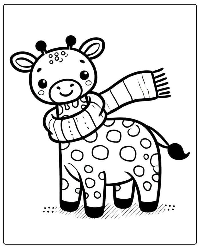 Tranh tô màu hươu cao cổ