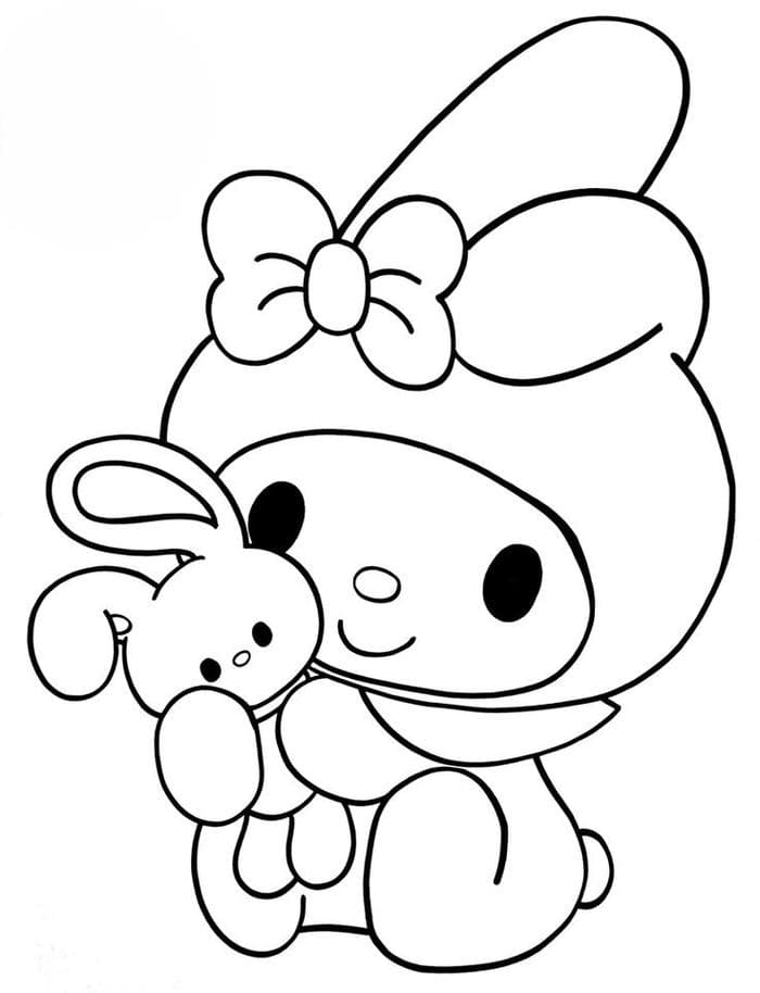 Tranh tô màu Melody cùng thỏ bông siêu đáng yêu
