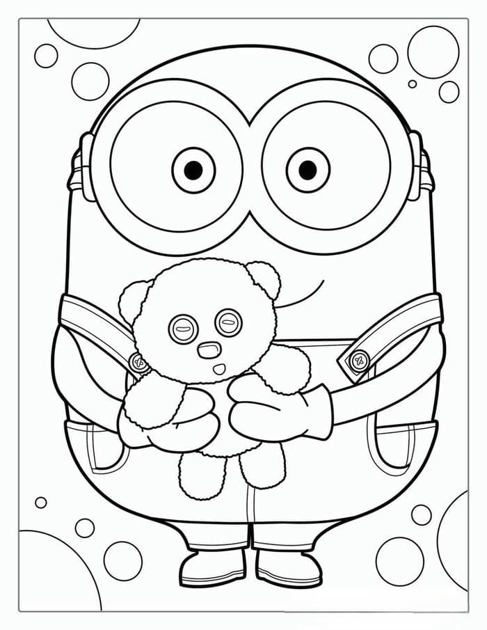 tranh-to-mau-minion-om-gau-sieu-dang-yeu Tranh tô màu Minion ôm gấu siêu đáng yêu
