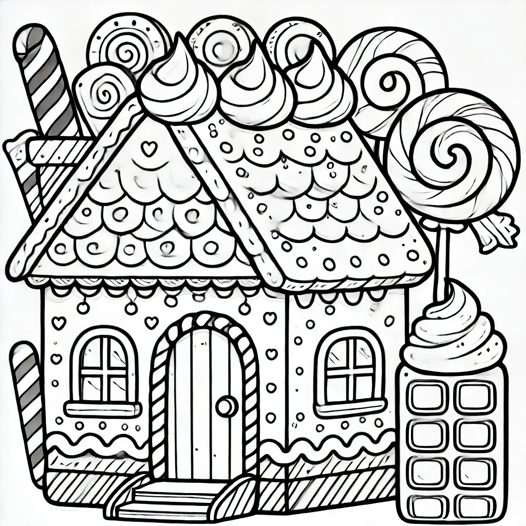 tranh to mau ngoi nha banh keo dep cho be