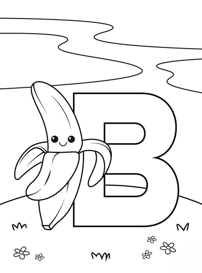 Tranh tô màu quả chuối đáng yêu cho bé