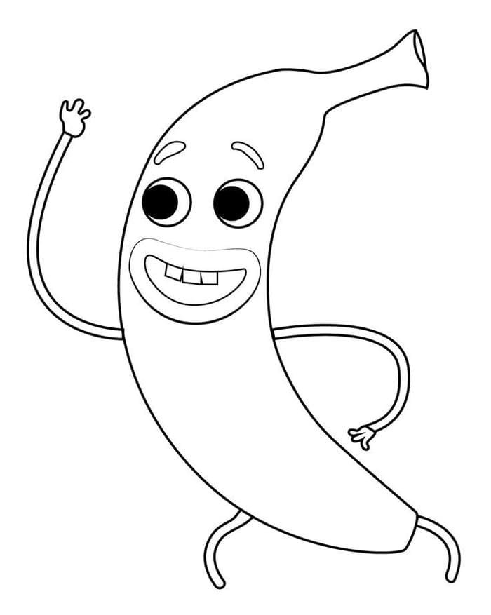 Tranh tô màu quả chuối vô tri siêu đáng yêu