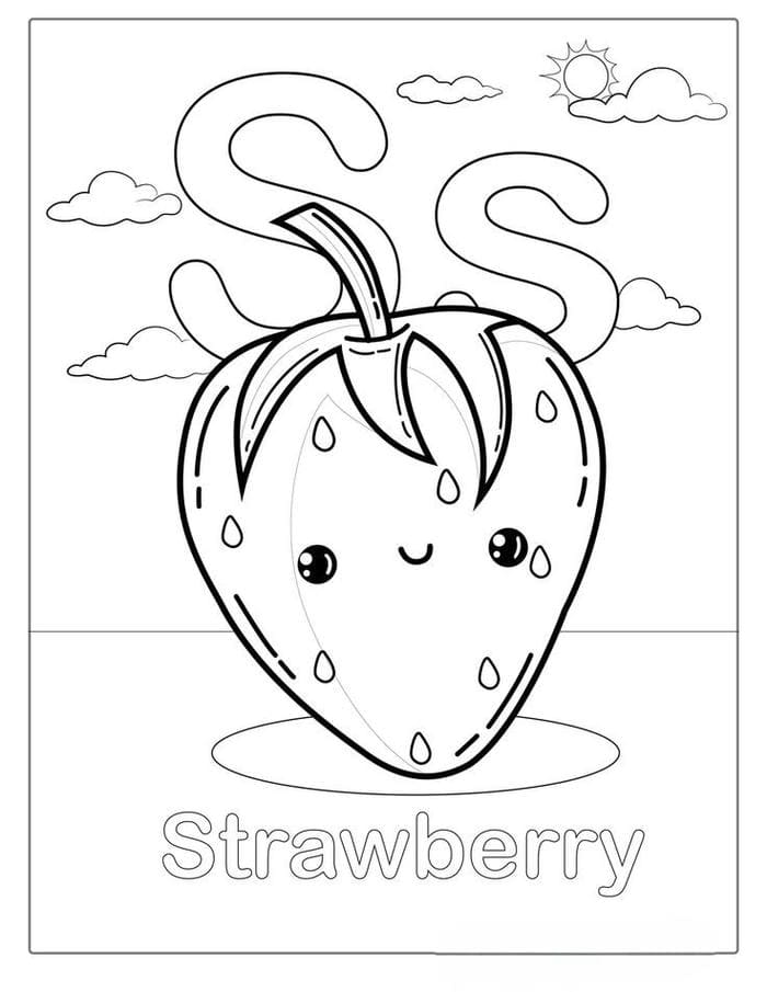 tranh-to-mau-qua-dau-tay-cute Tranh tô màu quả dâu tây cute