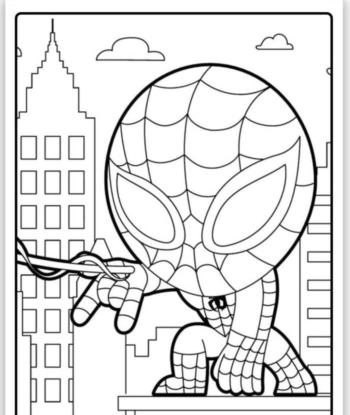 tranh-to-mau-spiderman-chibi-dang-yeu Tranh tô màu Spiderman chibi đáng yêu