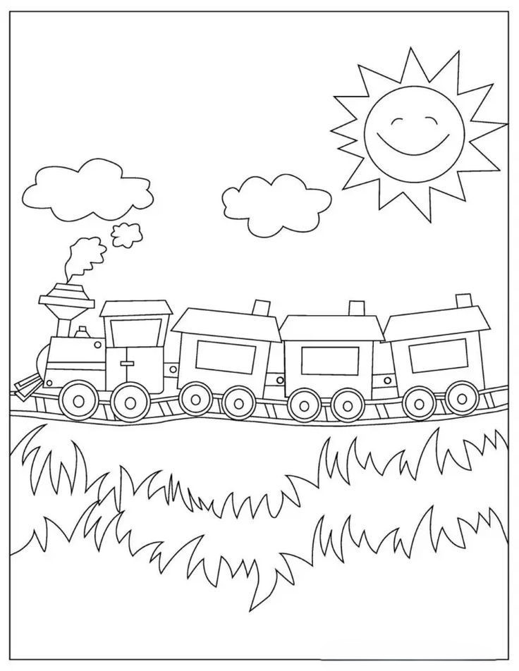 Tranh tô màu tàu hỏa đơn giản cho bé