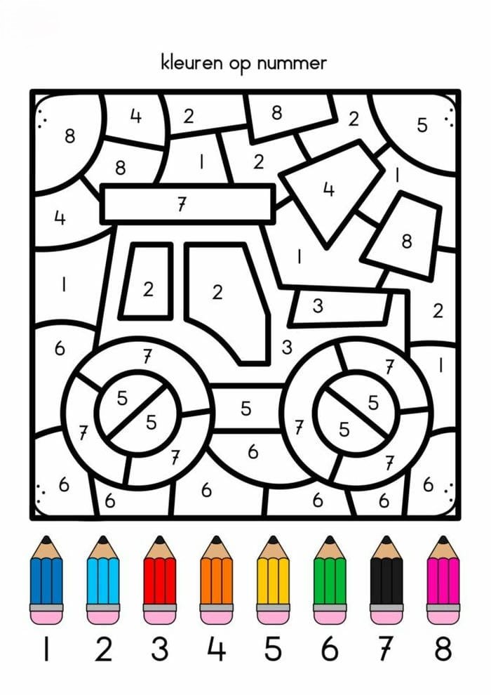 tranh-to-mau-theo-so-don-gian-hinh-xe-lu-cho-be Tranh tô màu theo số đơn giản hình xe lu cho bé