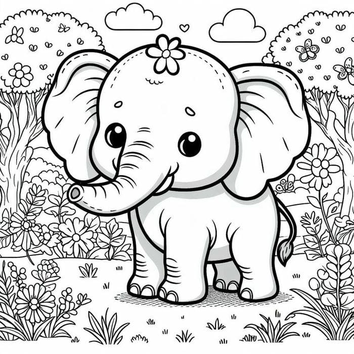 tranh-to-mau-voi-con-don-gian Tranh tô màu voi con đơn giản