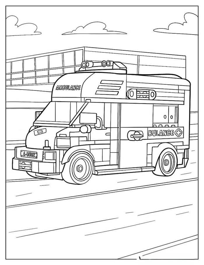 Tranh tô màu xe cứu thương