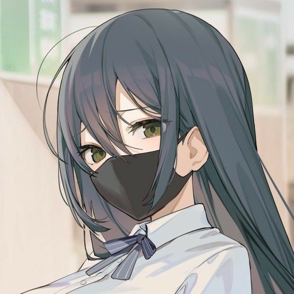 Anime nữ đeo khẩu trang đen 01