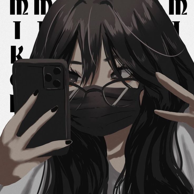 Anime nữ đeo khẩu trang đen 02