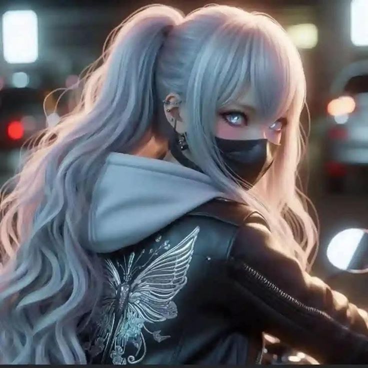 Anime nữ đeo khẩu trang đen 05