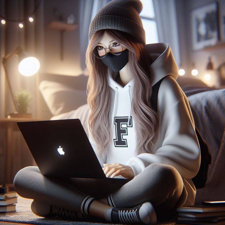 Anime nữ đeo khẩu trang đen 06