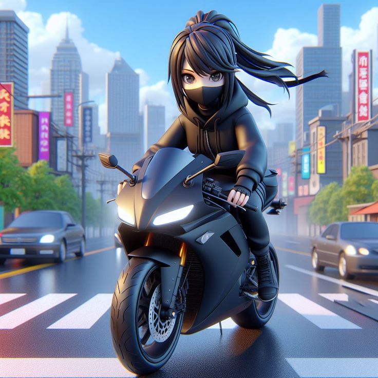 Anime nữ đeo khẩu trang đen 07