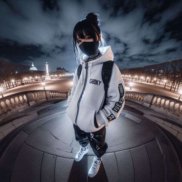 Anime nữ đeo khẩu trang đen 08