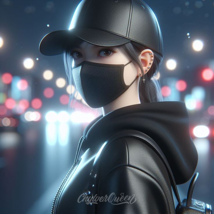 Anime nữ đeo khẩu trang đen 12