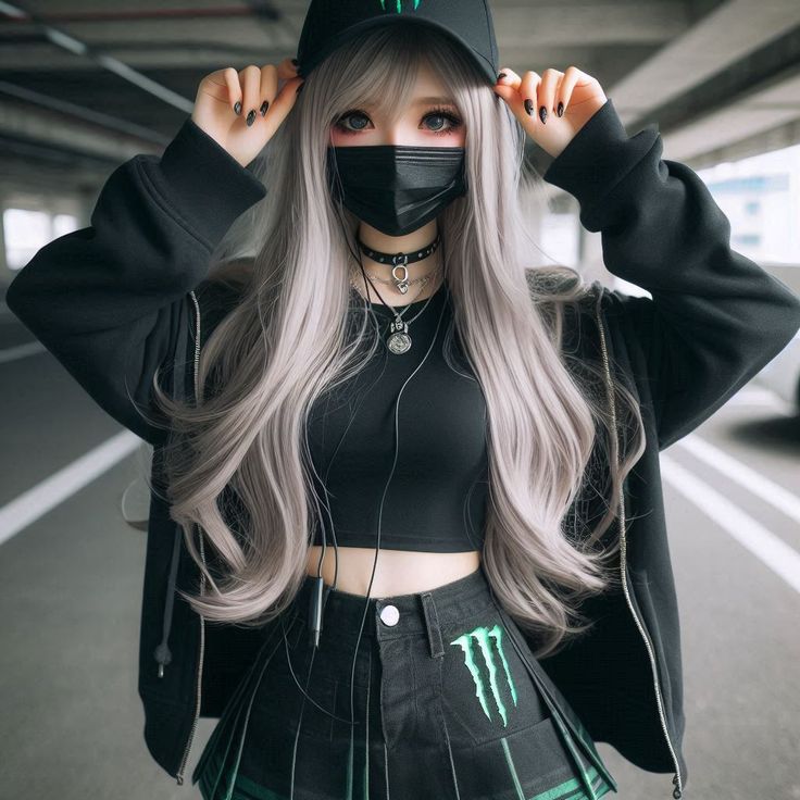 Anime nữ đeo khẩu trang đen 13