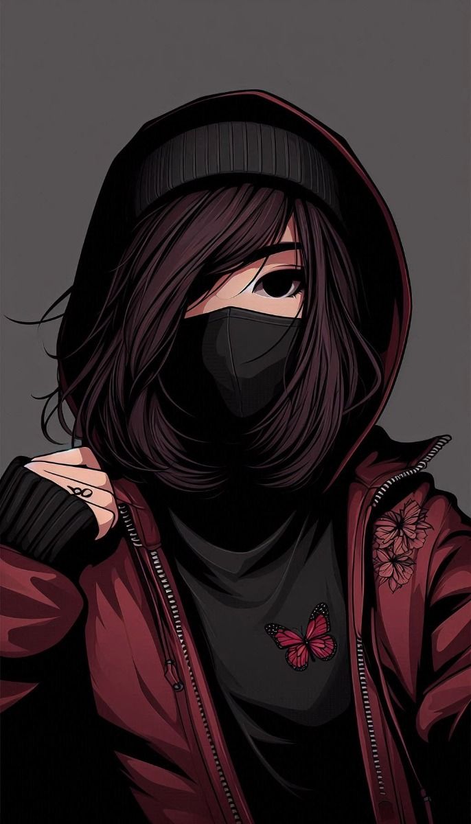 Anime nữ đeo khẩu trang đen 14