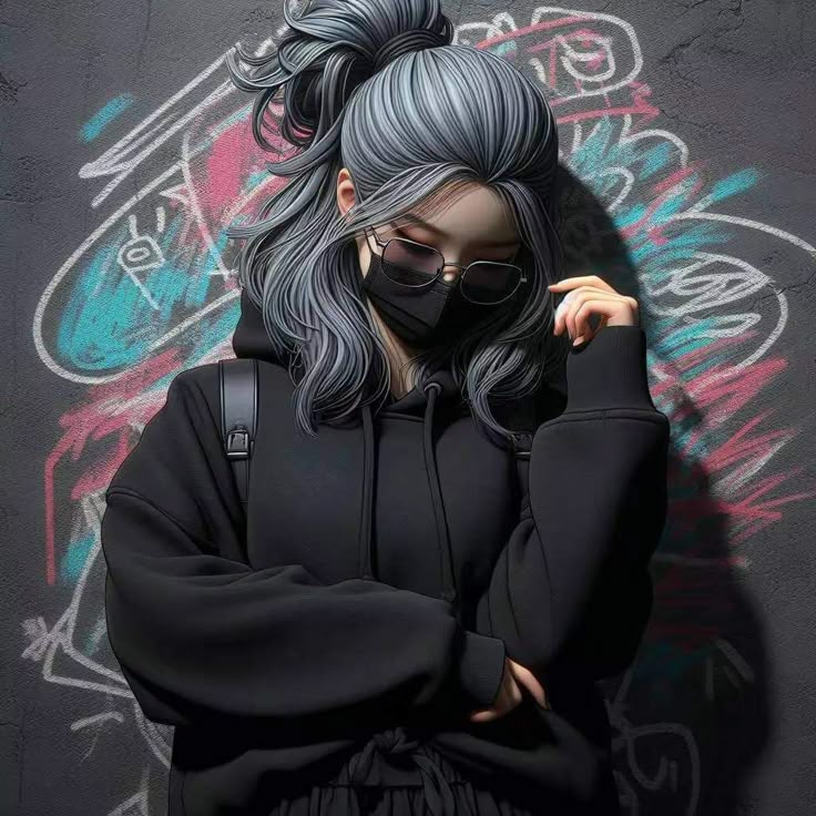 Anime nữ đeo khẩu trang đen 16