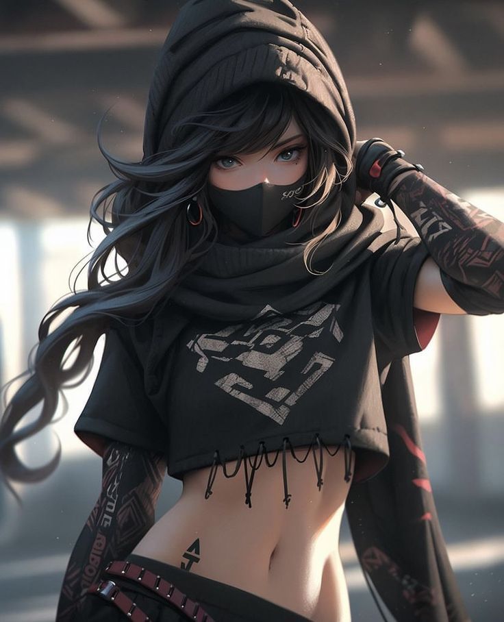 Anime nữ đeo khẩu trang đen 19