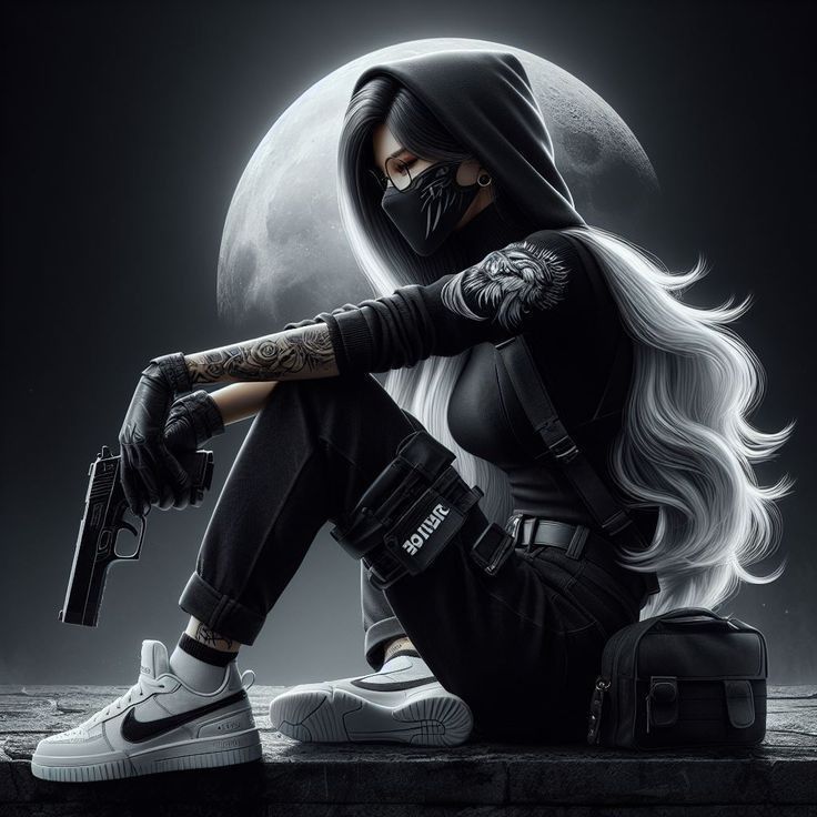 Anime nữ đeo khẩu trang đen 22