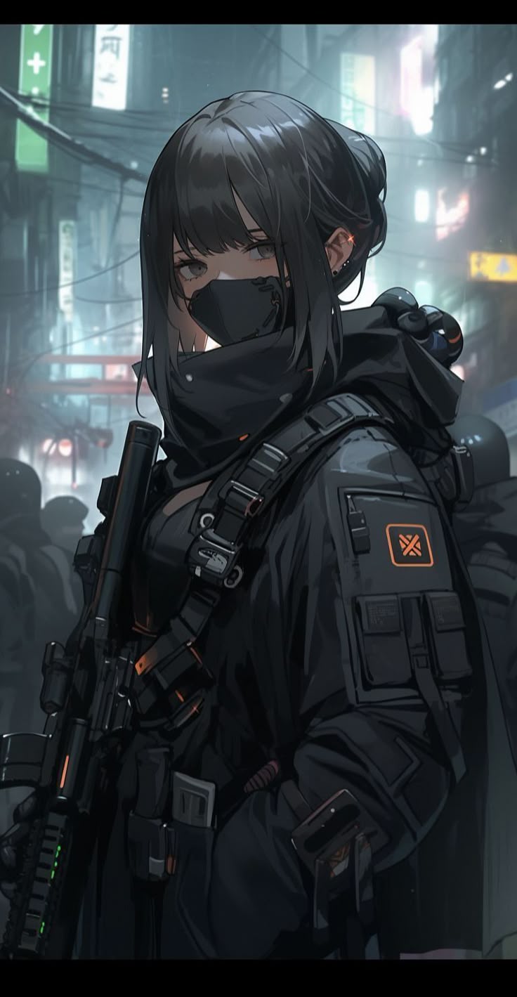 Anime nữ đeo khẩu trang đen 21