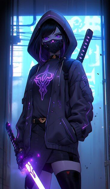 Anime nữ đeo khẩu trang đen 22