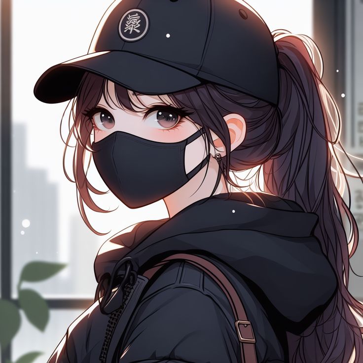 Anime nữ đeo khẩu trang đen 25