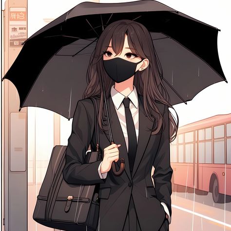 Anime nữ đeo khẩu trang đen 29