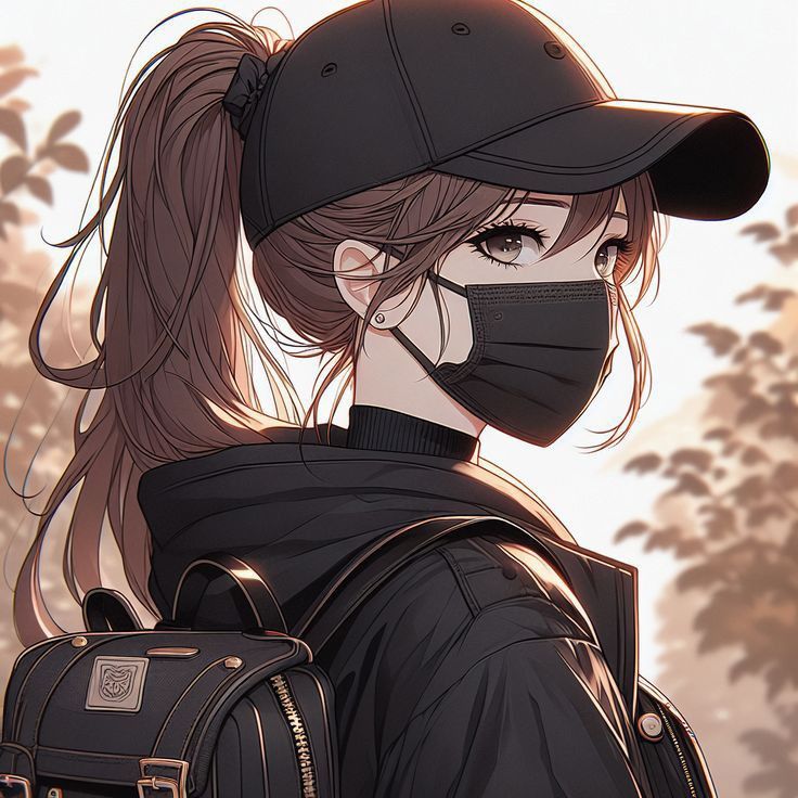 Anime nữ đeo khẩu trang đen 30