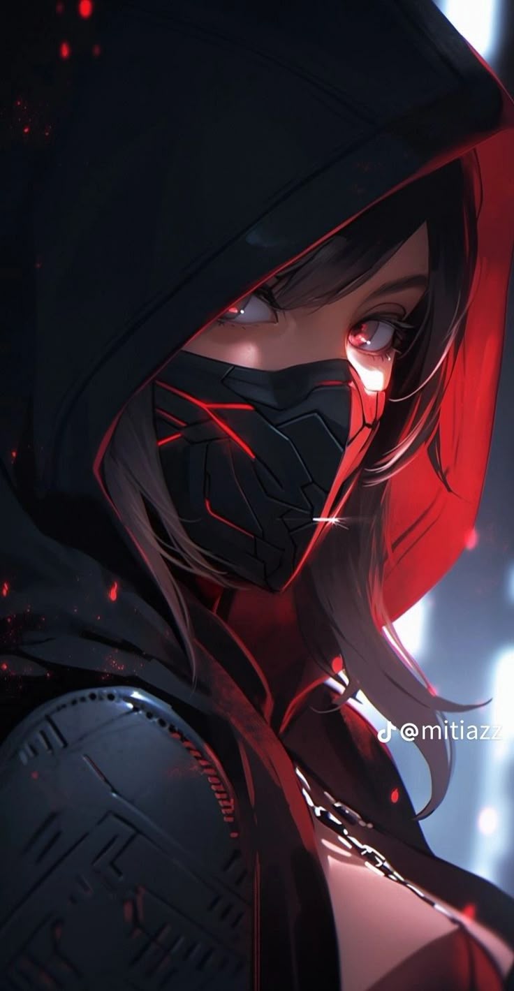 Anime nữ đeo khẩu trang đen 35