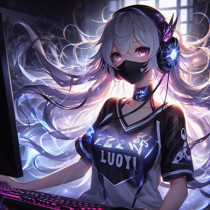 Anime nữ đeo khẩu trang đen 36