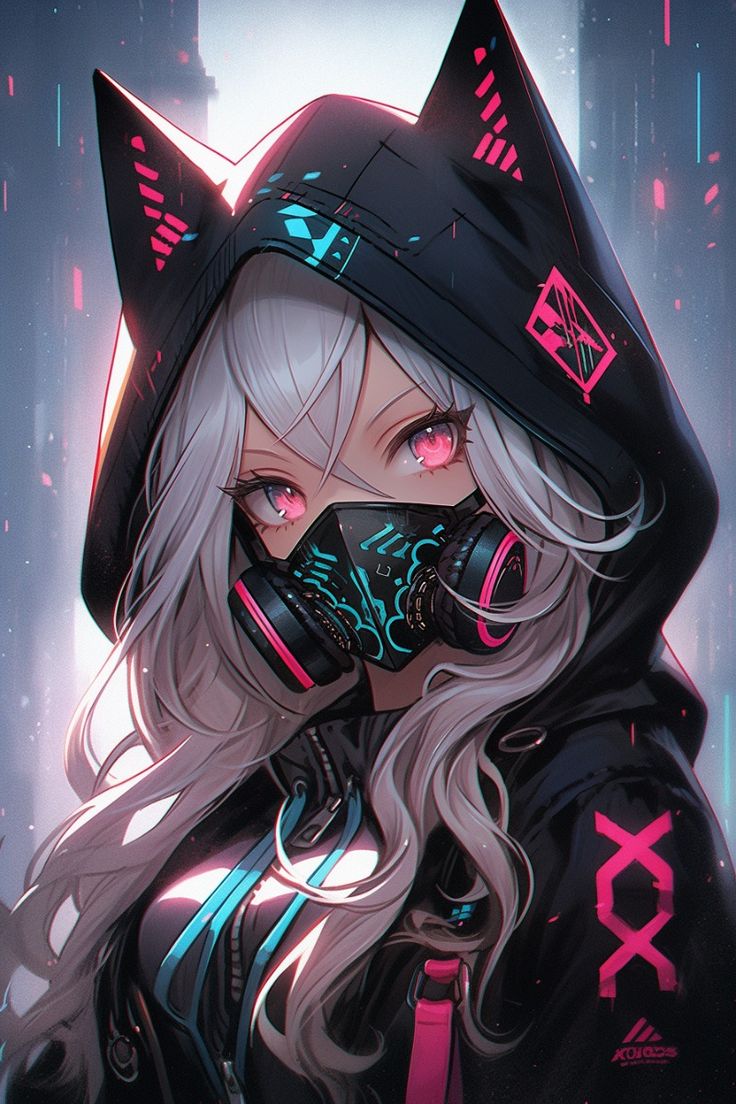 Anime nữ đeo khẩu trang đen 37