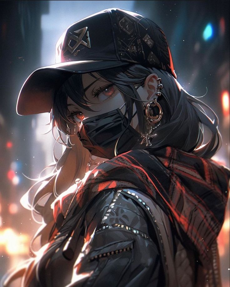 Anime nữ đeo khẩu trang đen 38