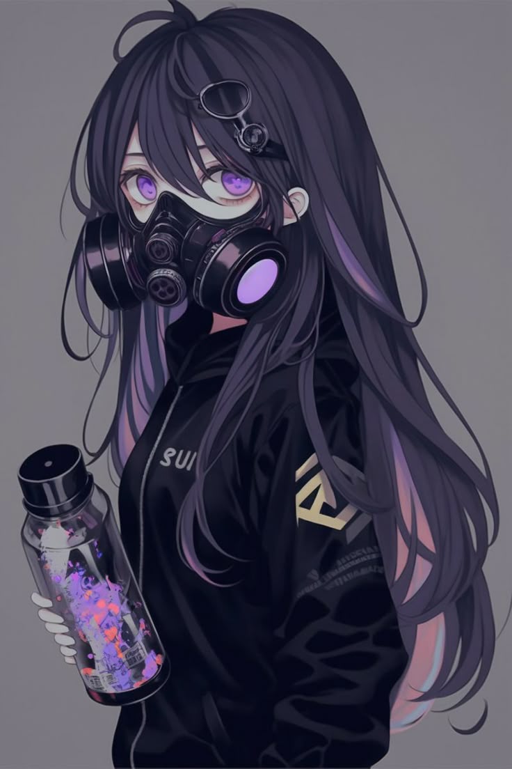 Anime nữ đeo khẩu trang đen 40